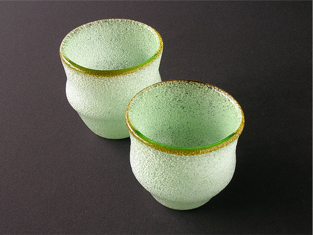 琉球ガラス口巻宙吹きグラス